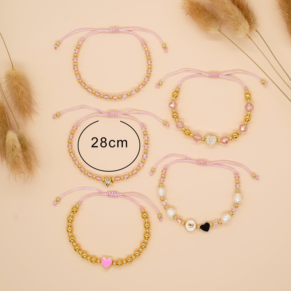 Simple Style Pentagram Heart Shape Artificial Crystal Beaded Braid Women's Bracelets display picture 2