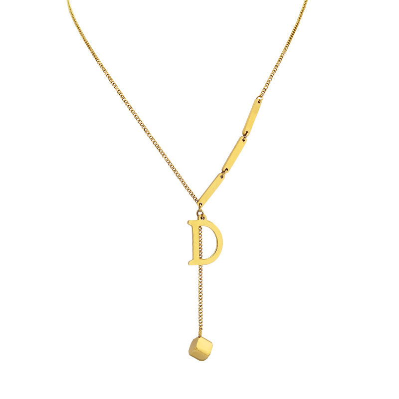 Style Simple Lettre Acier Au Titane Placage Plaqué Or 18k Collier display picture 4