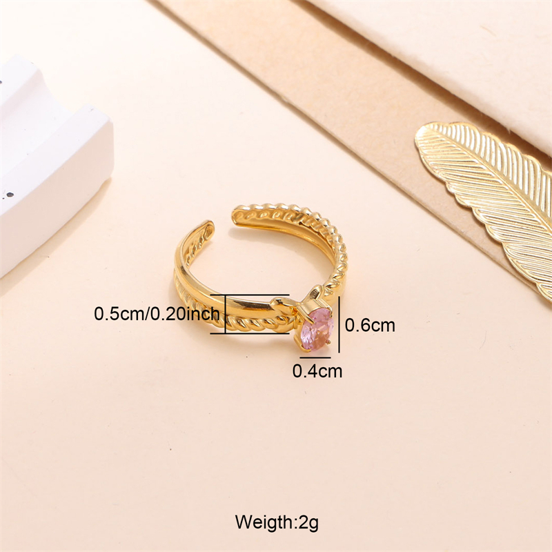 Elegant Shiny Cross Oval Stainless Steel Plating Inlay Zircon 18k Gold Plated Open Rings display picture 3