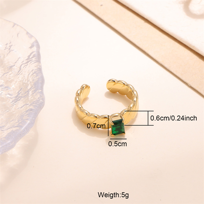 Glam Shiny Square Stripe Stainless Steel Plating Inlay Zircon 18k Gold Plated Open Rings display picture 3