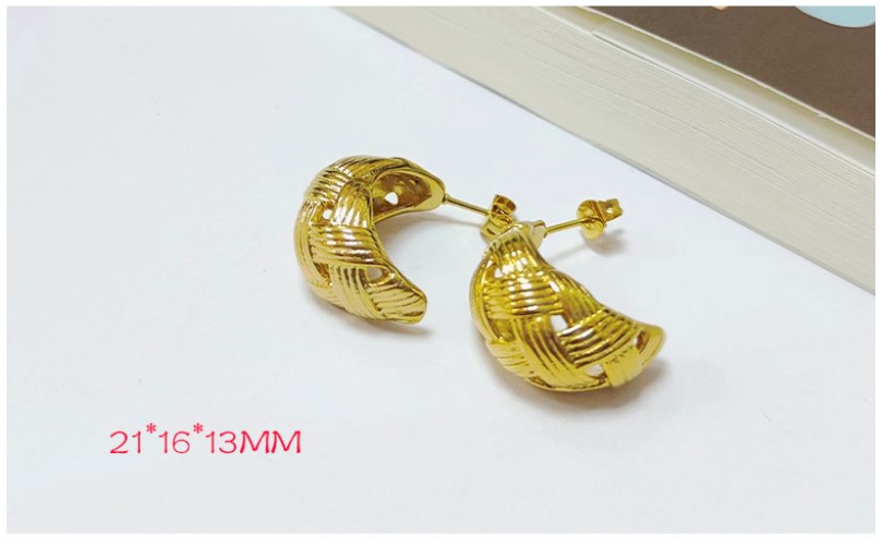 1 Paire Style Simple Forme C Placage Acier Au Titane Boucles D'oreilles display picture 6