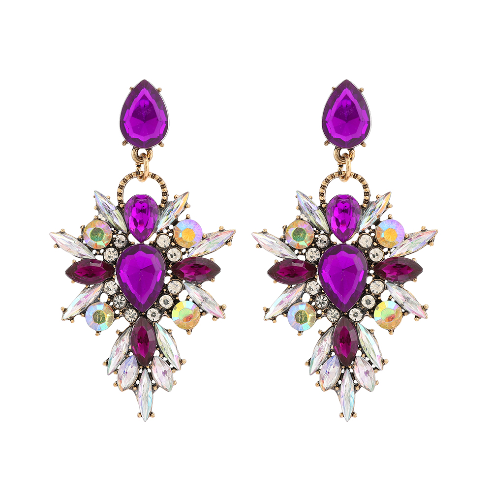 1 Pair Elegant Retro Luxurious Water Droplets Inlay Zinc Alloy Rhinestones Drop Earrings display picture 2