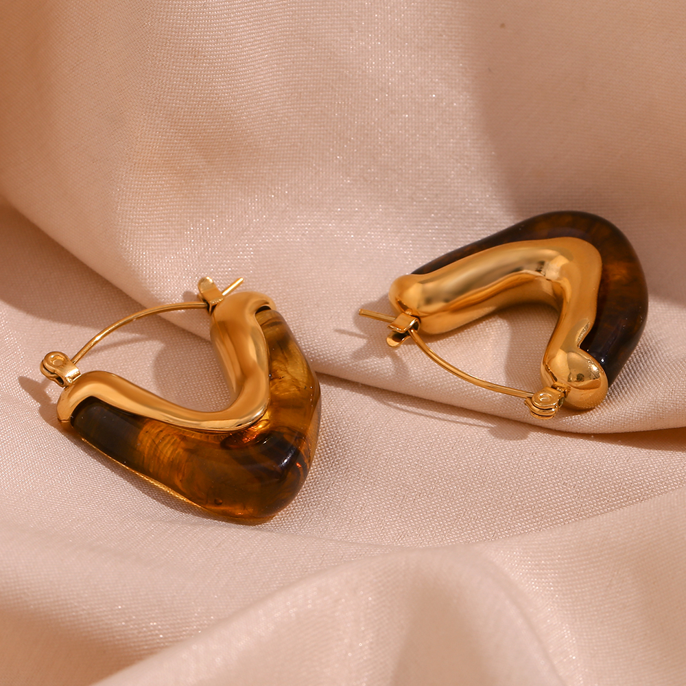 1 Paar Vintage-stil Farbblock Überzug Rostfreier Stahl Aryl 18 Karat Vergoldet Ohrringe display picture 15