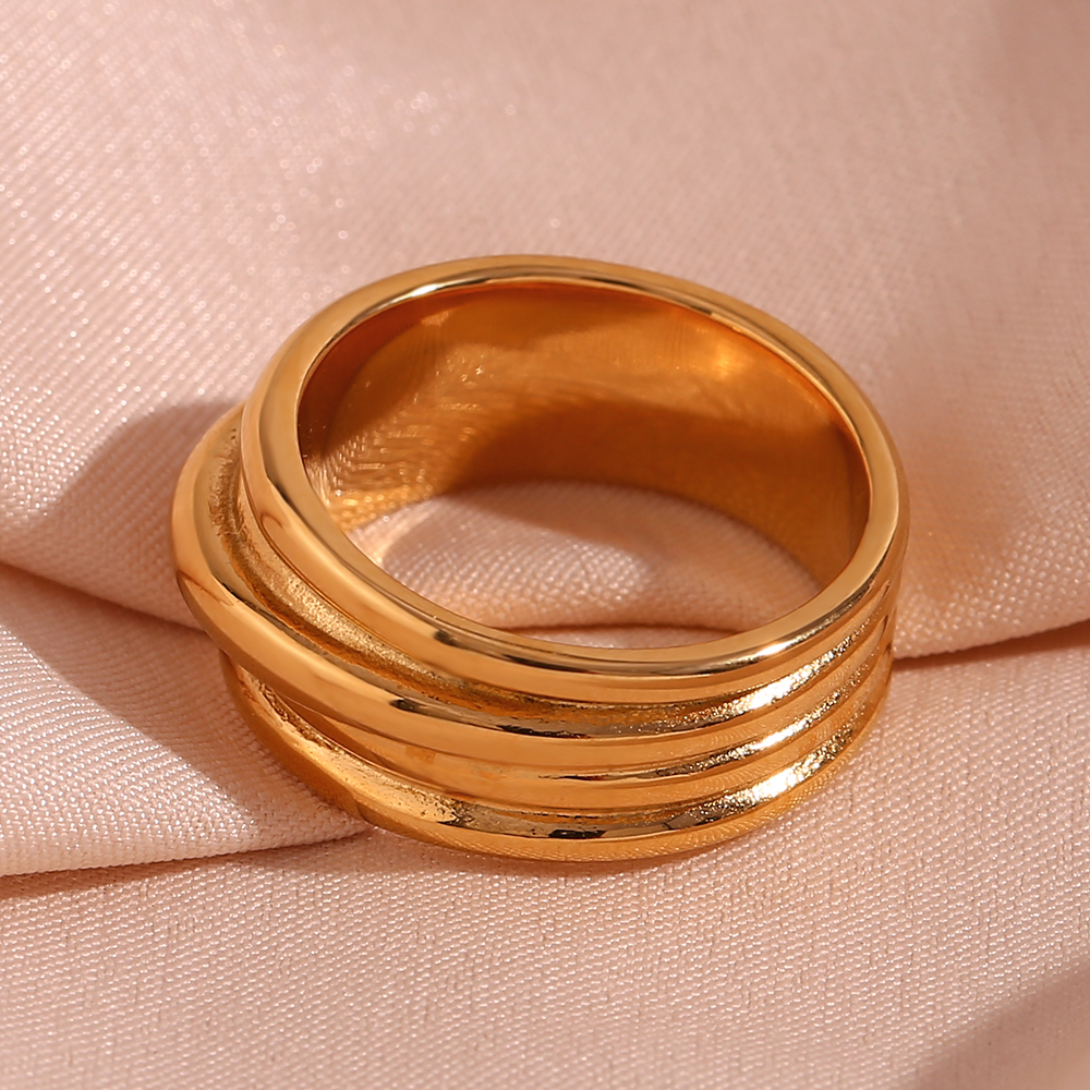 Simple Style Classic Style Solid Color Stainless Steel Plating 18k Gold Plated Rings display picture 11
