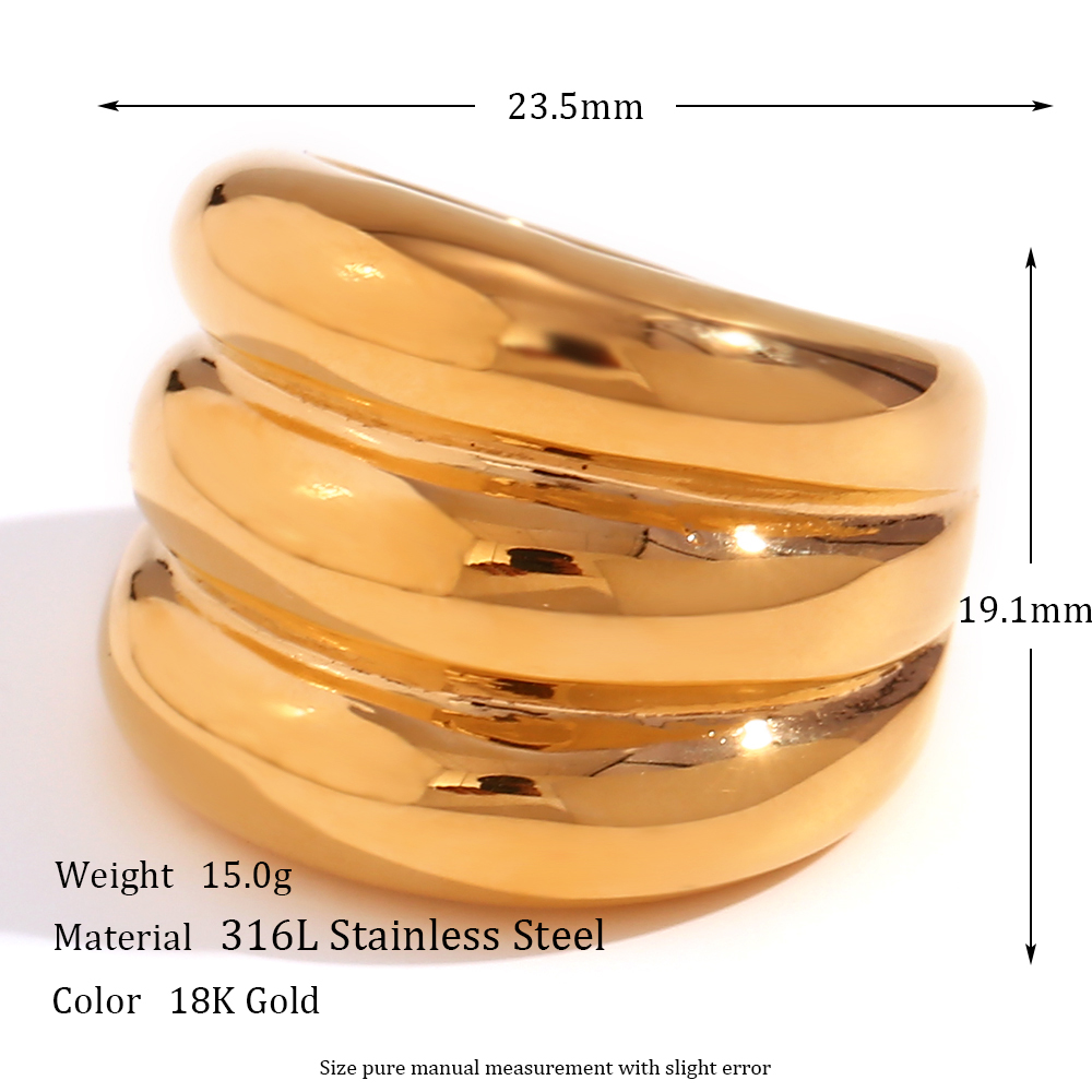 Vintage Style Simple Style Solid Color Stainless Steel Plating 18k Gold Plated Rings display picture 2