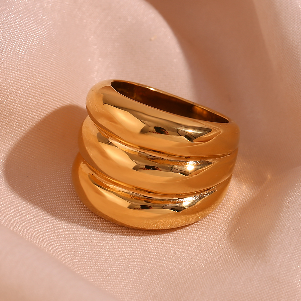 Vintage Style Simple Style Solid Color Stainless Steel Plating 18k Gold Plated Rings display picture 4