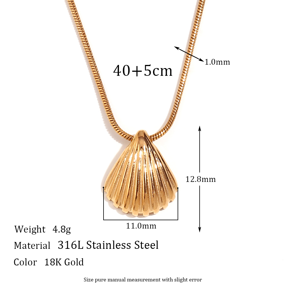 Vintage Style Shell Stainless Steel Plating 18k Gold Plated Pendant Necklace display picture 2