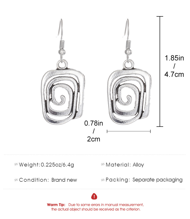 1 Pair Vintage Style Solid Color Plating Alloy Silver Plated Earrings display picture 2