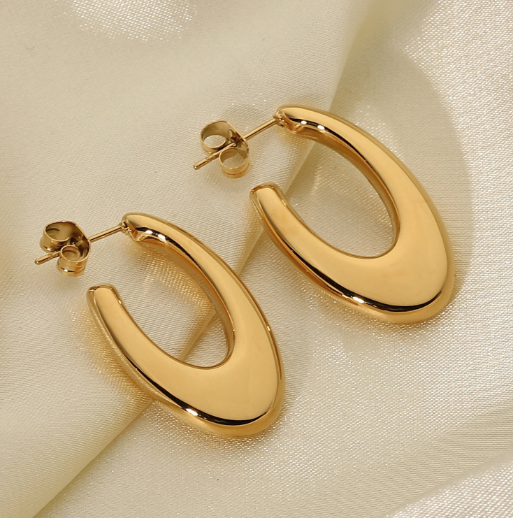 1 Pair Simple Style Classic Style Color Block Plating Titanium Steel Gold Plated Ear Studs display picture 3
