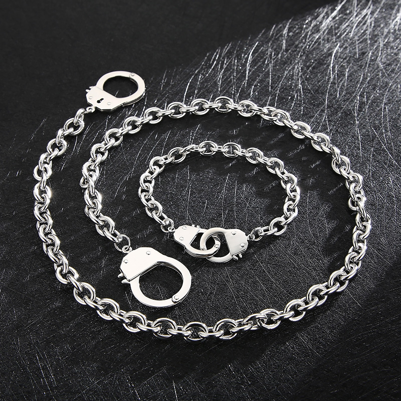 Stainless Steel 18K Gold Plated Retro Chain Solid Color Bracelets Necklace display picture 8