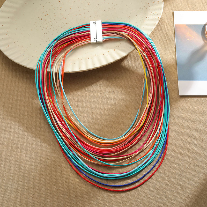 Übertrieben Einfarbig Legierung Wachslinie Großhandel Halskette display picture 4
