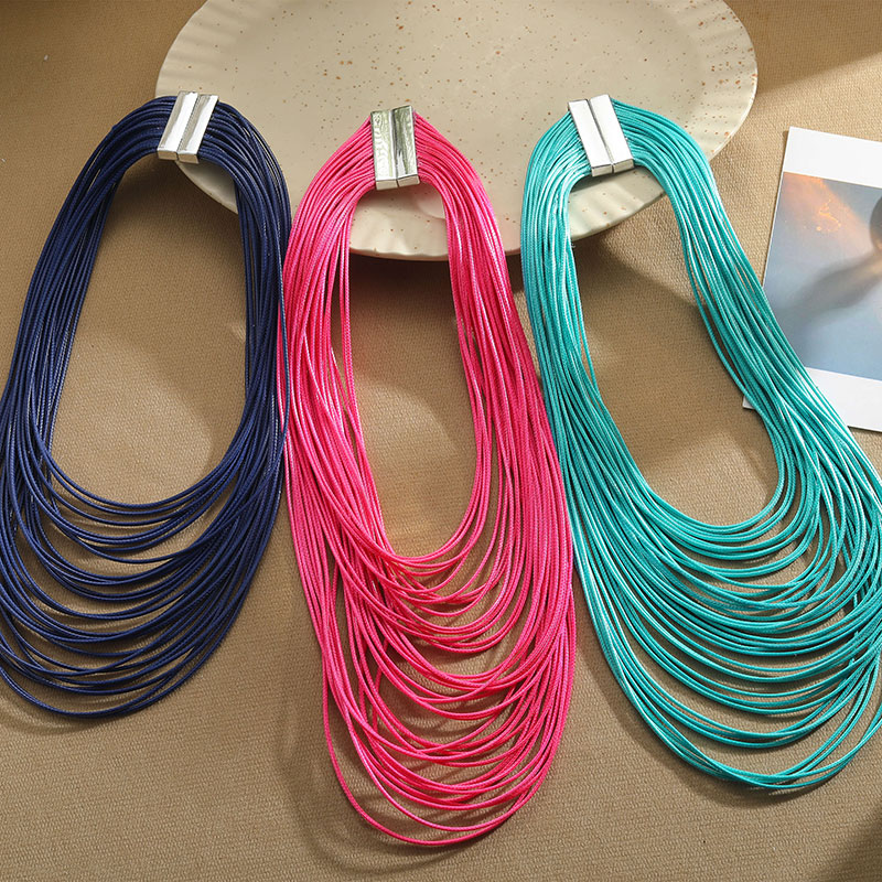 Exaggerated Solid Color Alloy Wax Line Wholesale Necklace display picture 6