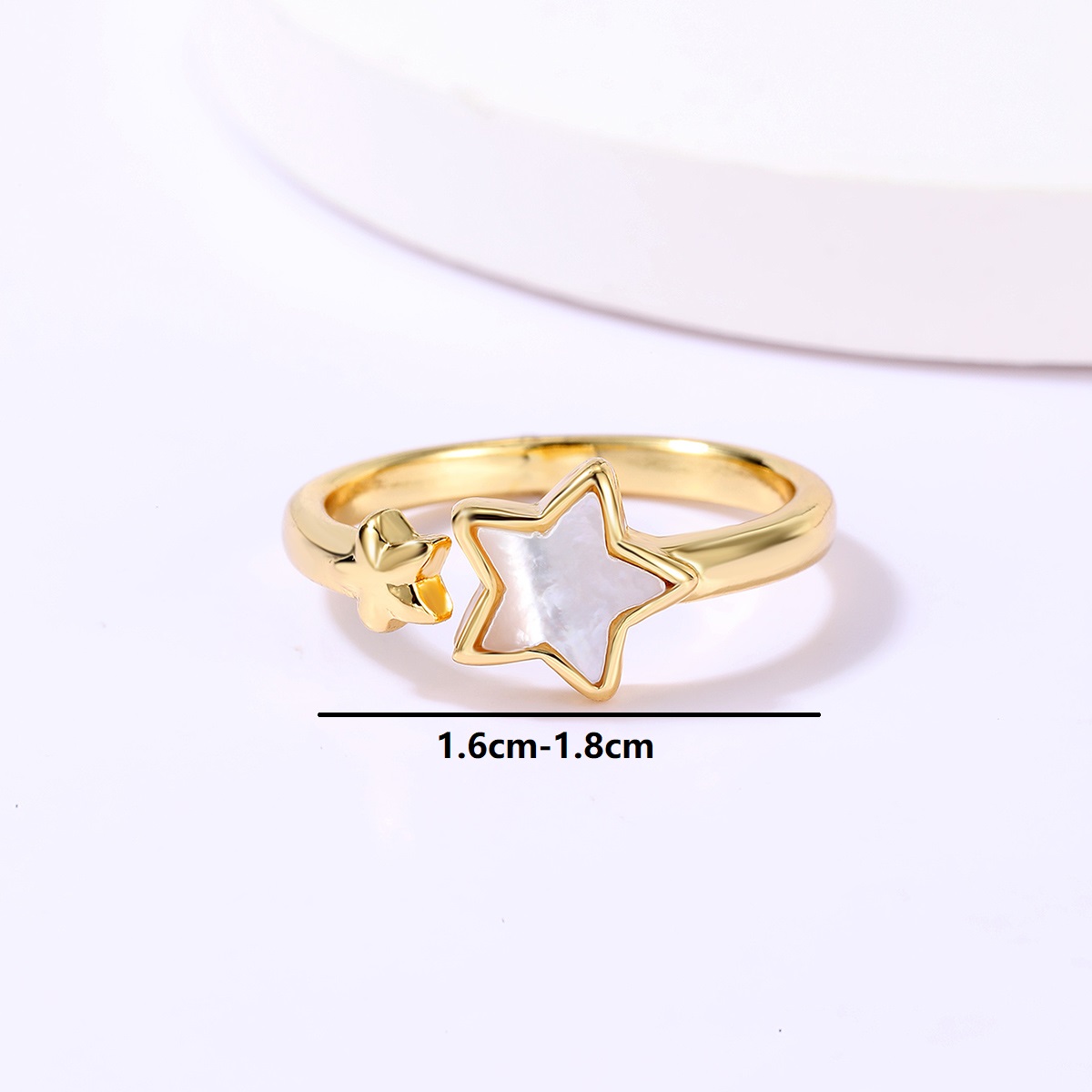 Casual Sweet Star Moon Heart Shape Shell Plating Inlay Shell Zircon 18k Gold Plated Women's Open Rings display picture 4