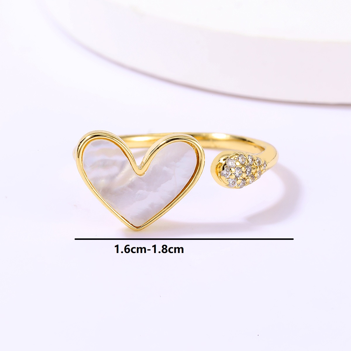 Casual Sweet Star Moon Heart Shape Shell Plating Inlay Shell Zircon 18k Gold Plated Women's Open Rings display picture 13