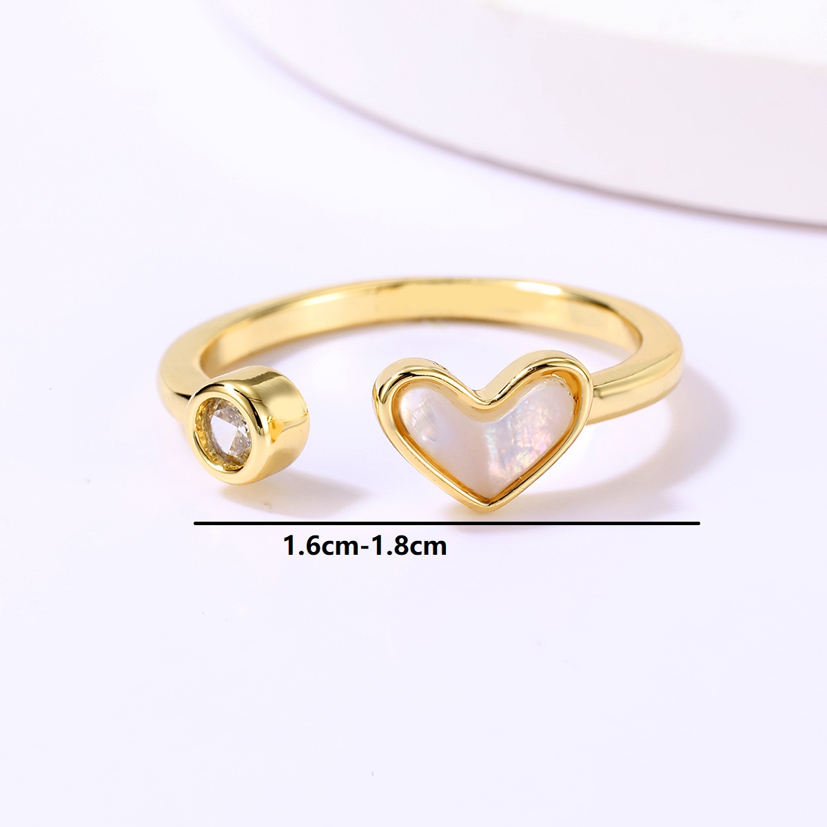Casual Sweet Star Moon Heart Shape Shell Plating Inlay Shell Zircon 18k Gold Plated Women's Open Rings display picture 19