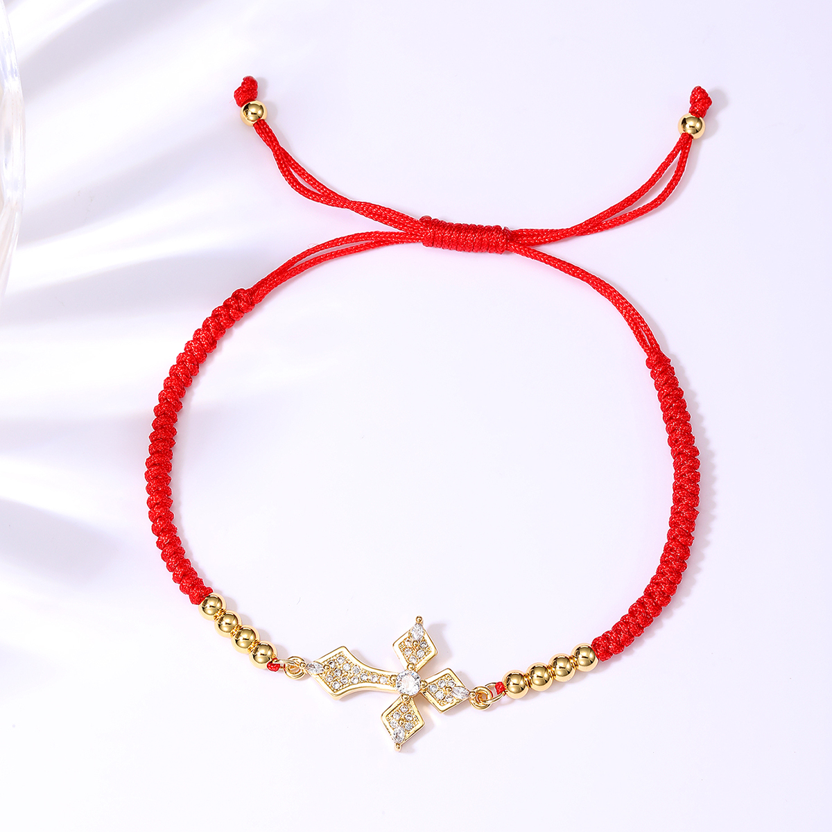 Classical Cross Devil's Eye Heart Shape Beaded Polyester Braid Zircon 18k Gold Plated Women's Bracelets display picture 14
