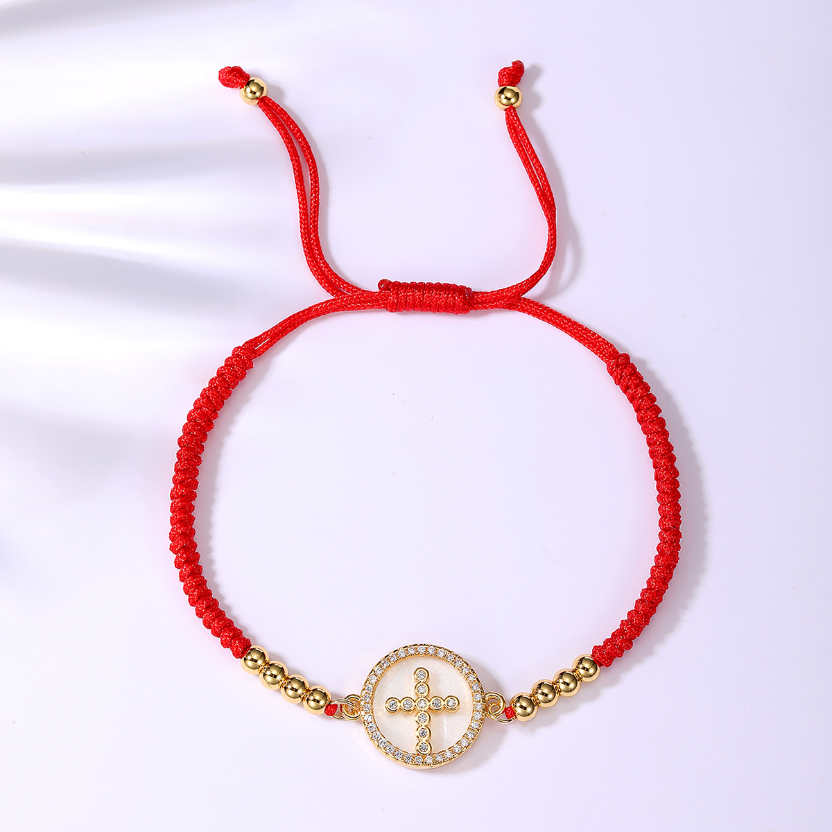 Classical Cross Devil's Eye Heart Shape Beaded Polyester Braid Zircon 18k Gold Plated Women's Bracelets display picture 25