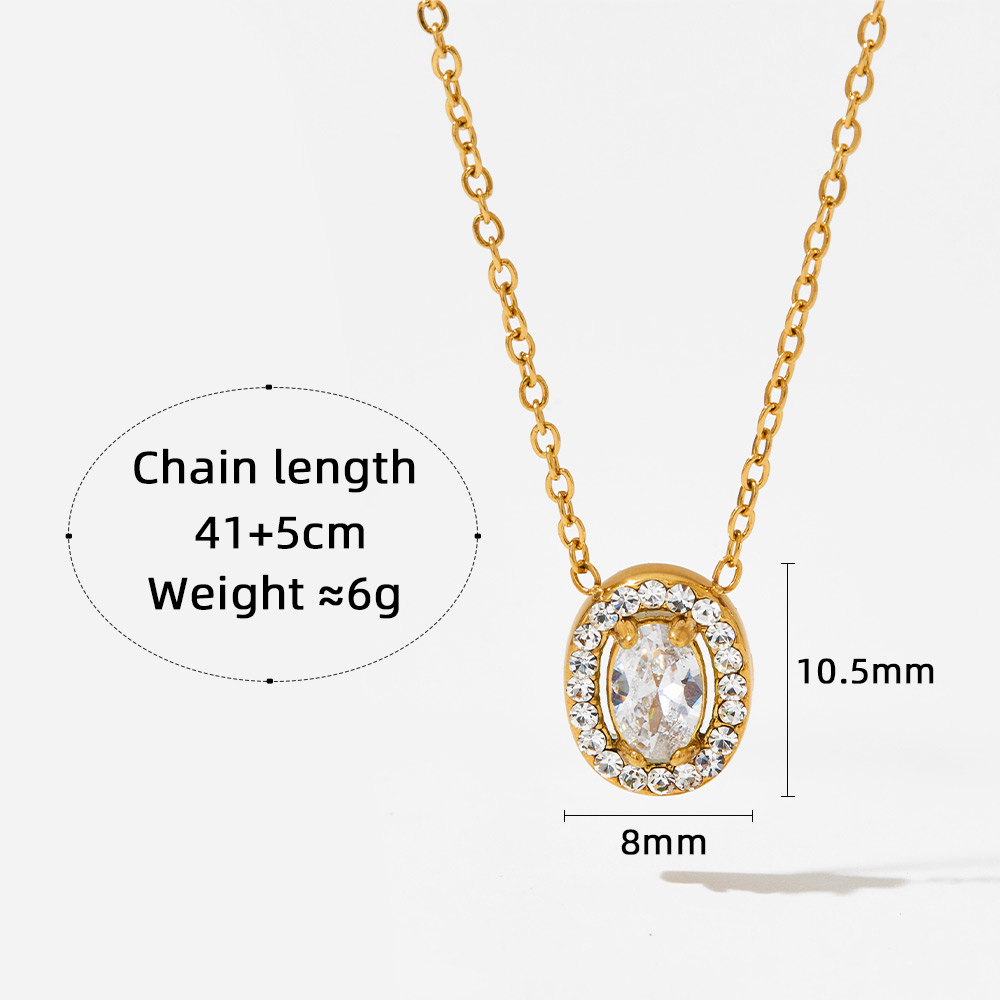 304 Stainless Steel 16K Gold Plated White Gold Plated Gold Plated Elegant Inlay Round Zircon Bracelets Earrings Necklace display picture 5