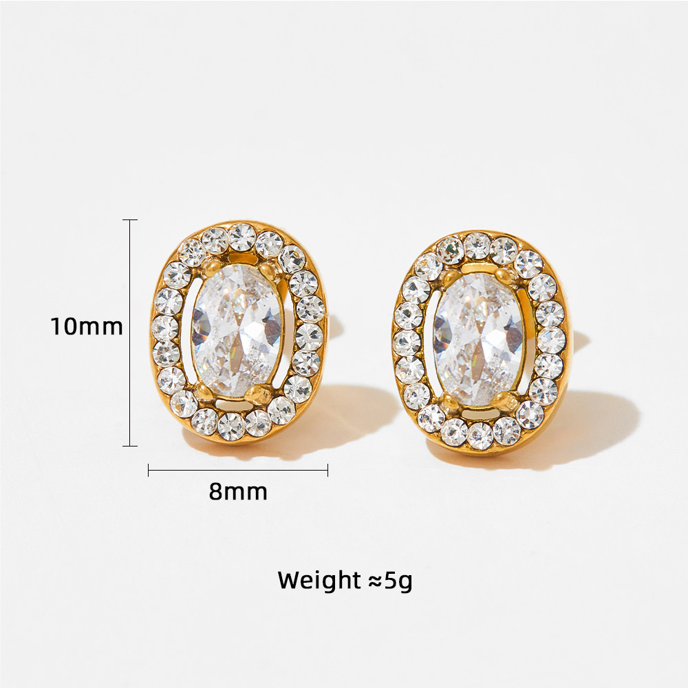 304 Stainless Steel 16K Gold Plated White Gold Plated Gold Plated Elegant Inlay Round Zircon Bracelets Earrings Necklace display picture 6