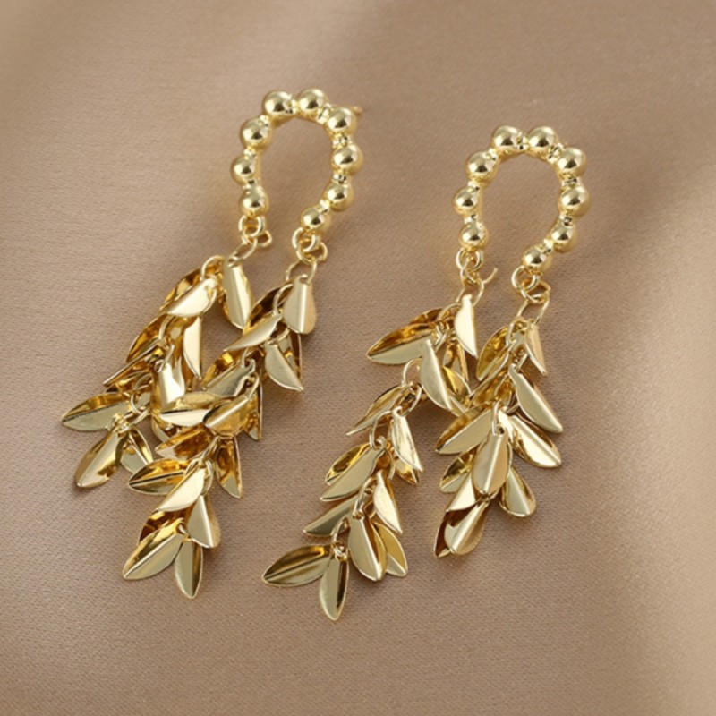 1 Pair Simple Style Leaves Patchwork Alloy Drop Earrings display picture 2