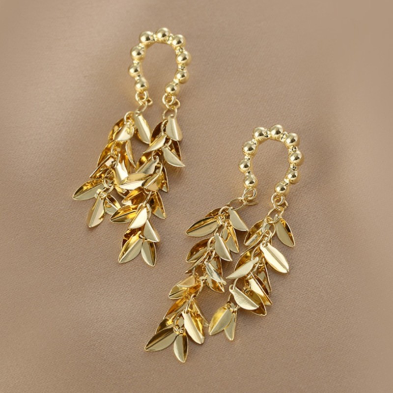1 Pair Simple Style Leaves Patchwork Alloy Drop Earrings display picture 4