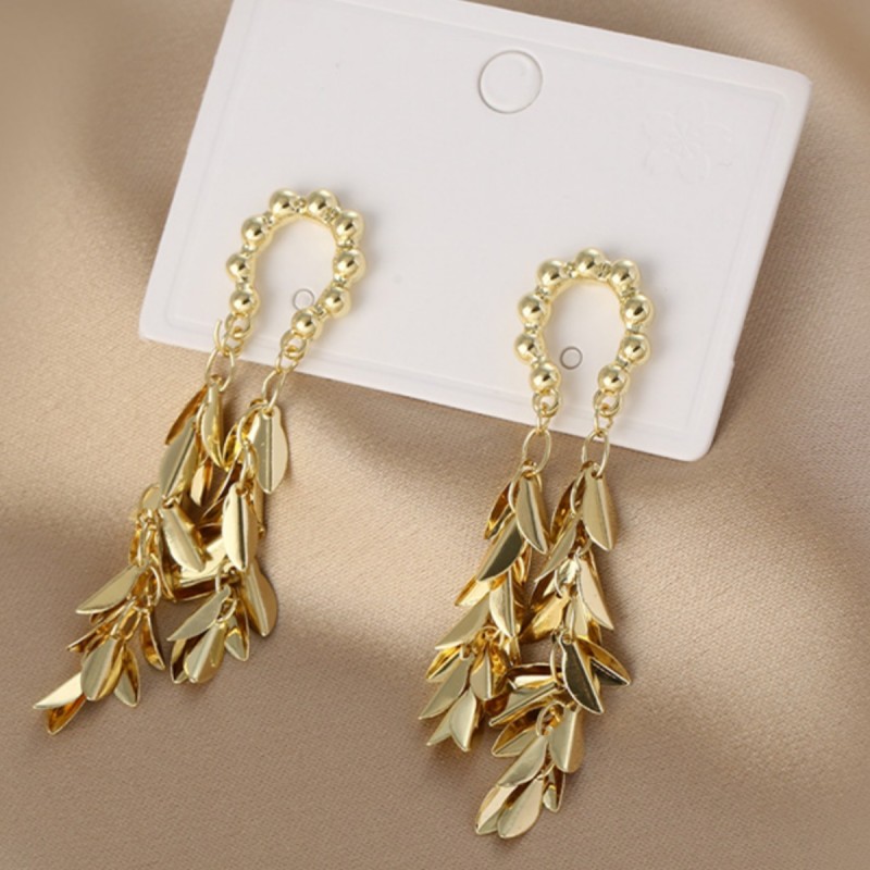 1 Pair Simple Style Leaves Patchwork Alloy Drop Earrings display picture 3