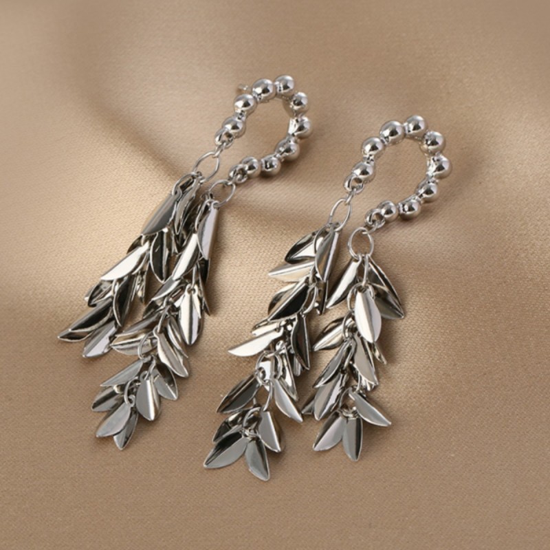1 Pair Simple Style Leaves Patchwork Alloy Drop Earrings display picture 1