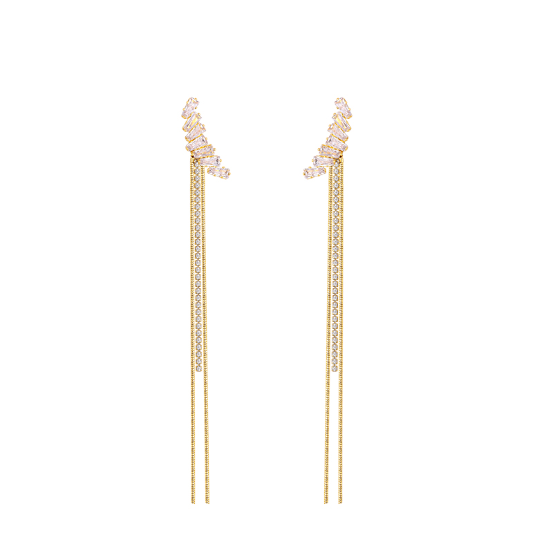 1 Pair Simple Style Tassel Inlay Alloy Rhinestones Drop Earrings display picture 1