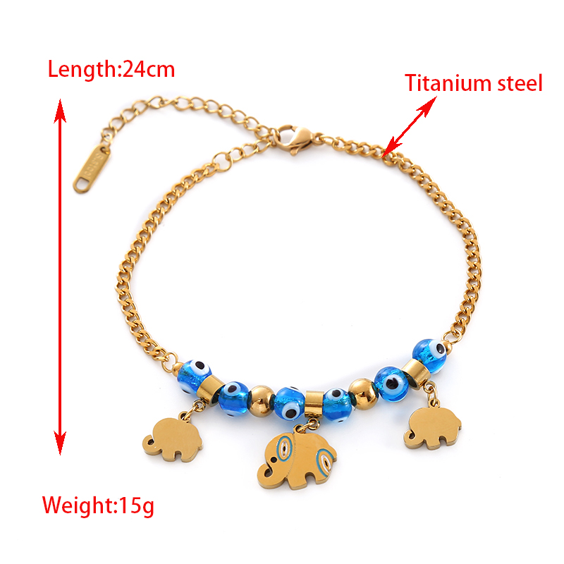 316 Stainless Steel  Turquoise Rhinestone Luxurious Inlay Elephant Turquoise Necklace display picture 1