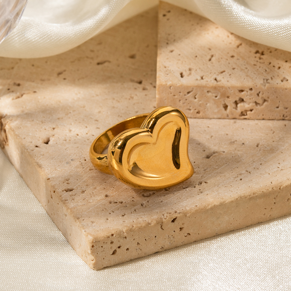 Simple Style Heart Shape Stainless Steel Plating 18k Gold Plated Rings display picture 5