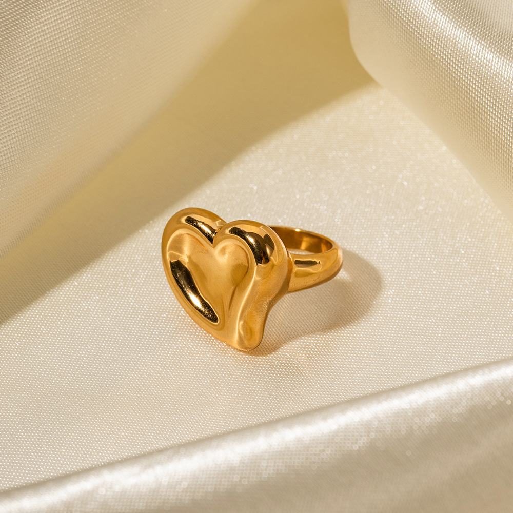 Simple Style Heart Shape Stainless Steel Plating 18k Gold Plated Rings display picture 6