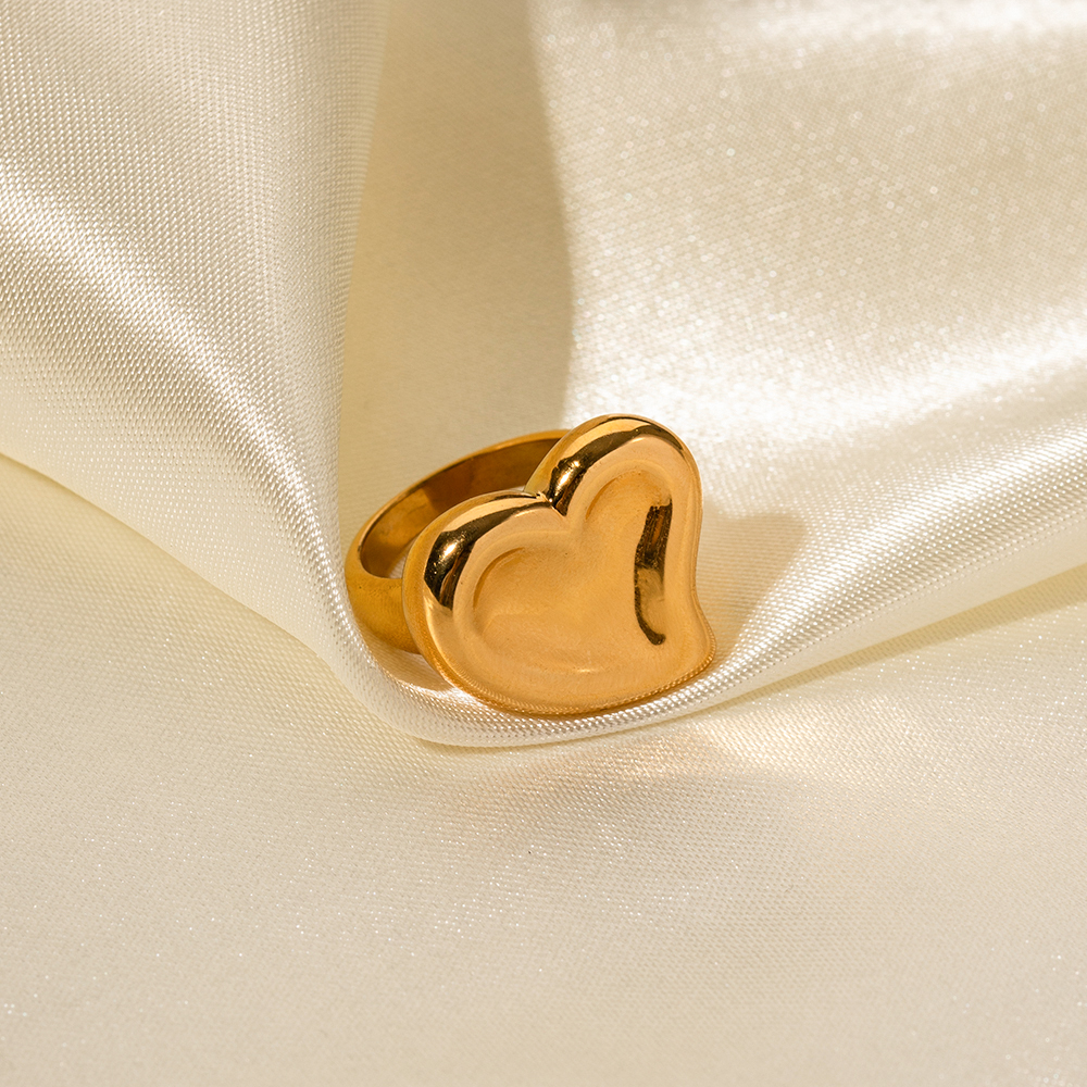 Einfacher Stil Herzform Rostfreier Stahl Überzug 18 Karat Vergoldet Ringe display picture 7
