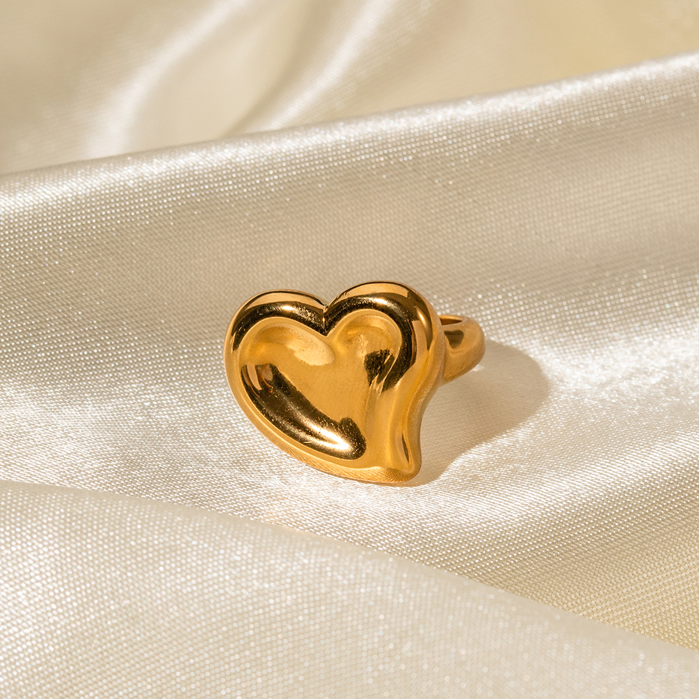 Simple Style Heart Shape Stainless Steel Plating 18k Gold Plated Rings display picture 8