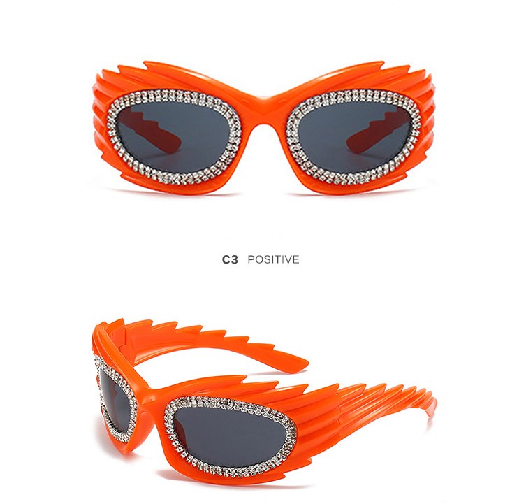 Streetwear Geometric Pc Special-shaped Mirror Diamond Full Frame Women's Sunglasses display picture 2
