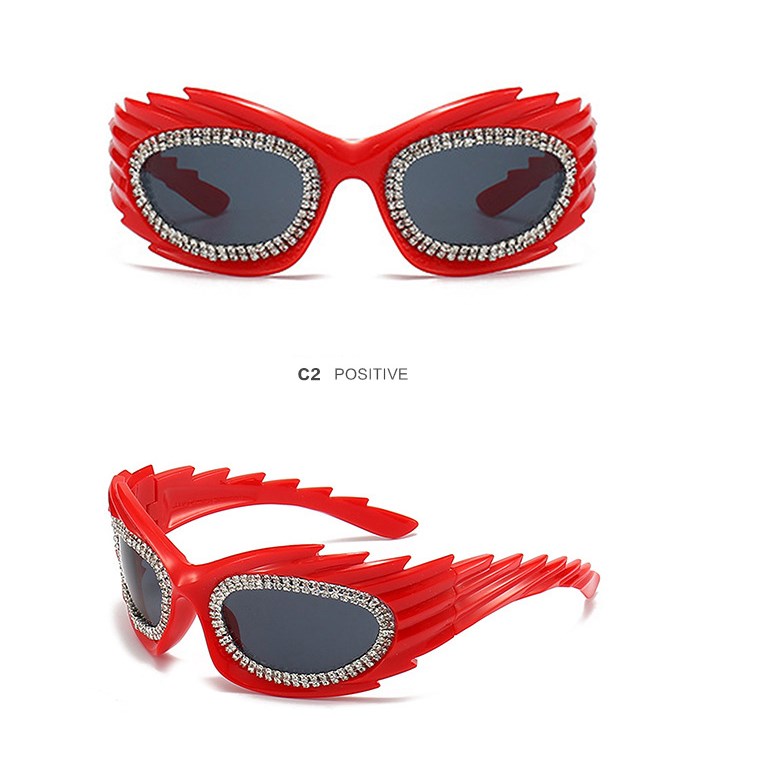 Streetwear Geometric Pc Special-shaped Mirror Diamond Full Frame Women's Sunglasses display picture 3