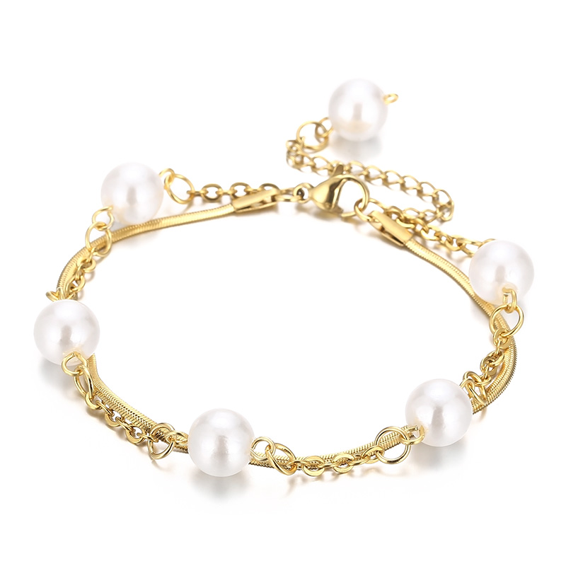 Style Classique Coquille Acier Au Titane Plaqué Or 18K Bracelets En Masse display picture 4