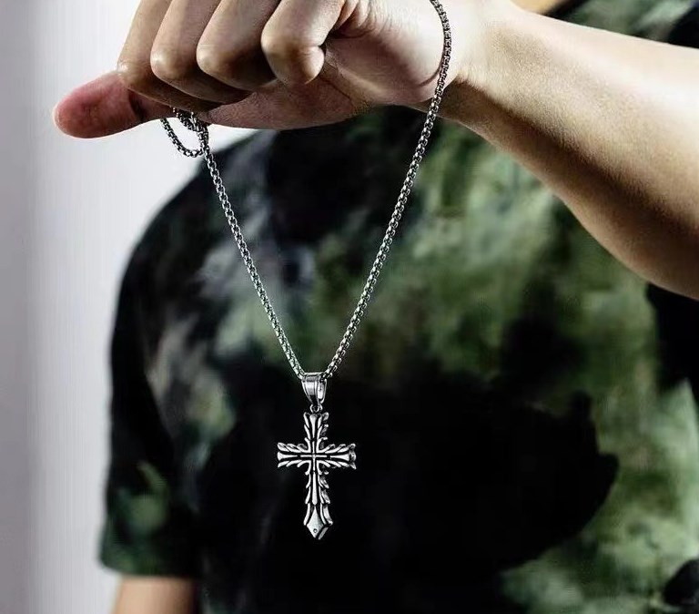 Retro Punk Cross Alloy Plating Men's Pendant Necklace display picture 2