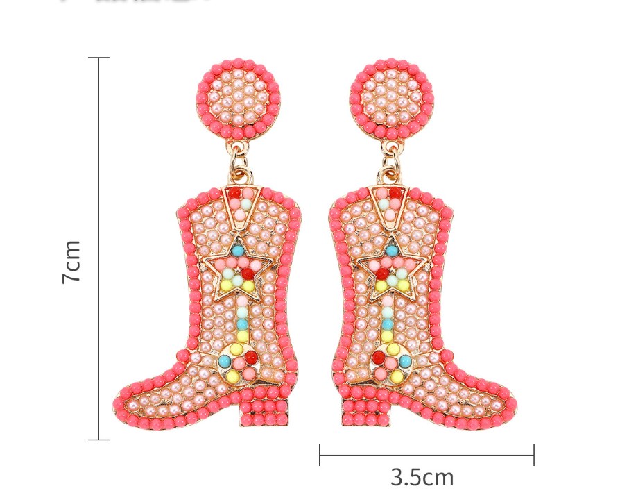 1 Pair Exaggerated Cowboy Style Boots Inlay Alloy Plastic Resin Drop Earrings display picture 13