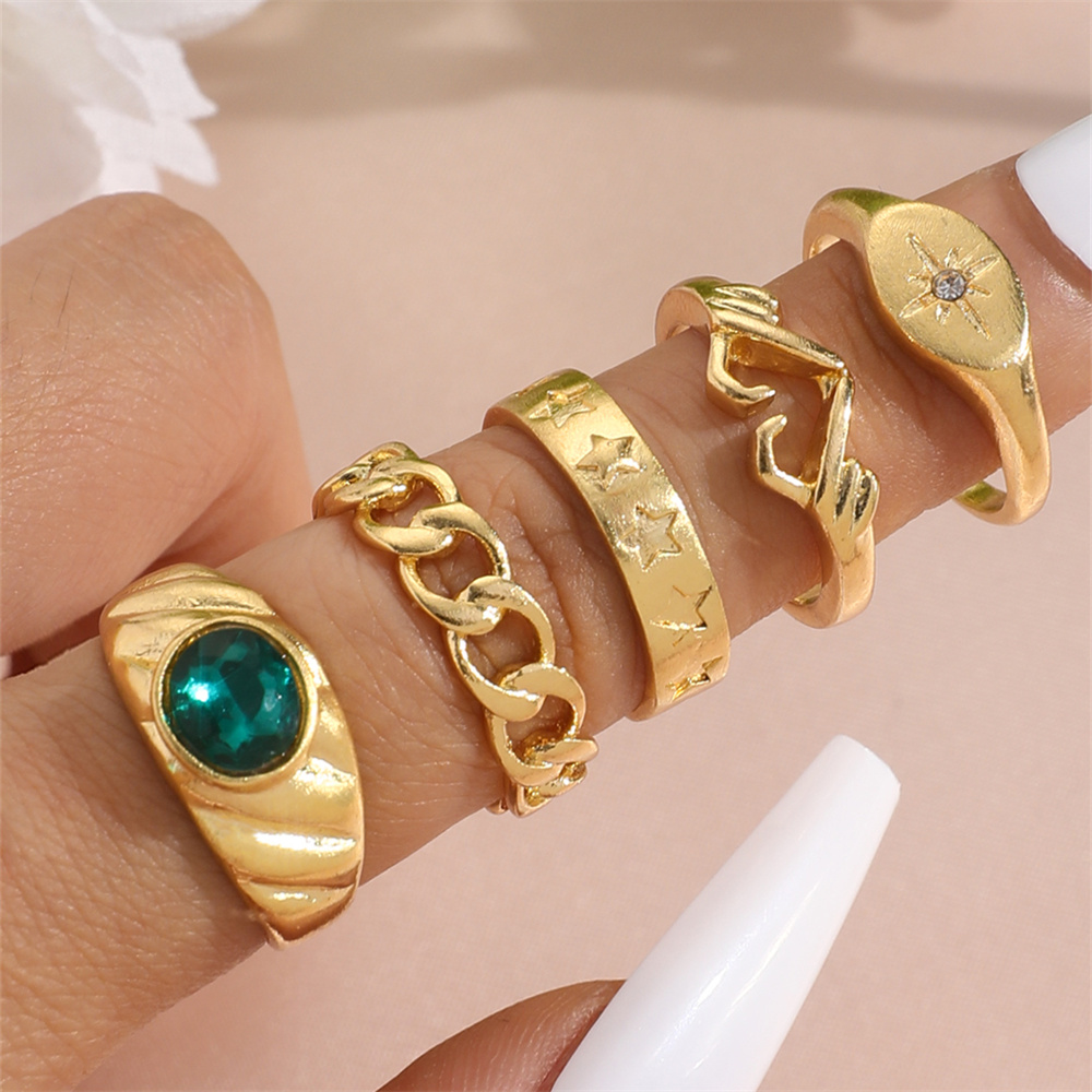 Commute Solid Color Alloy Inlay Rhinestones Women's Open Rings display picture 1