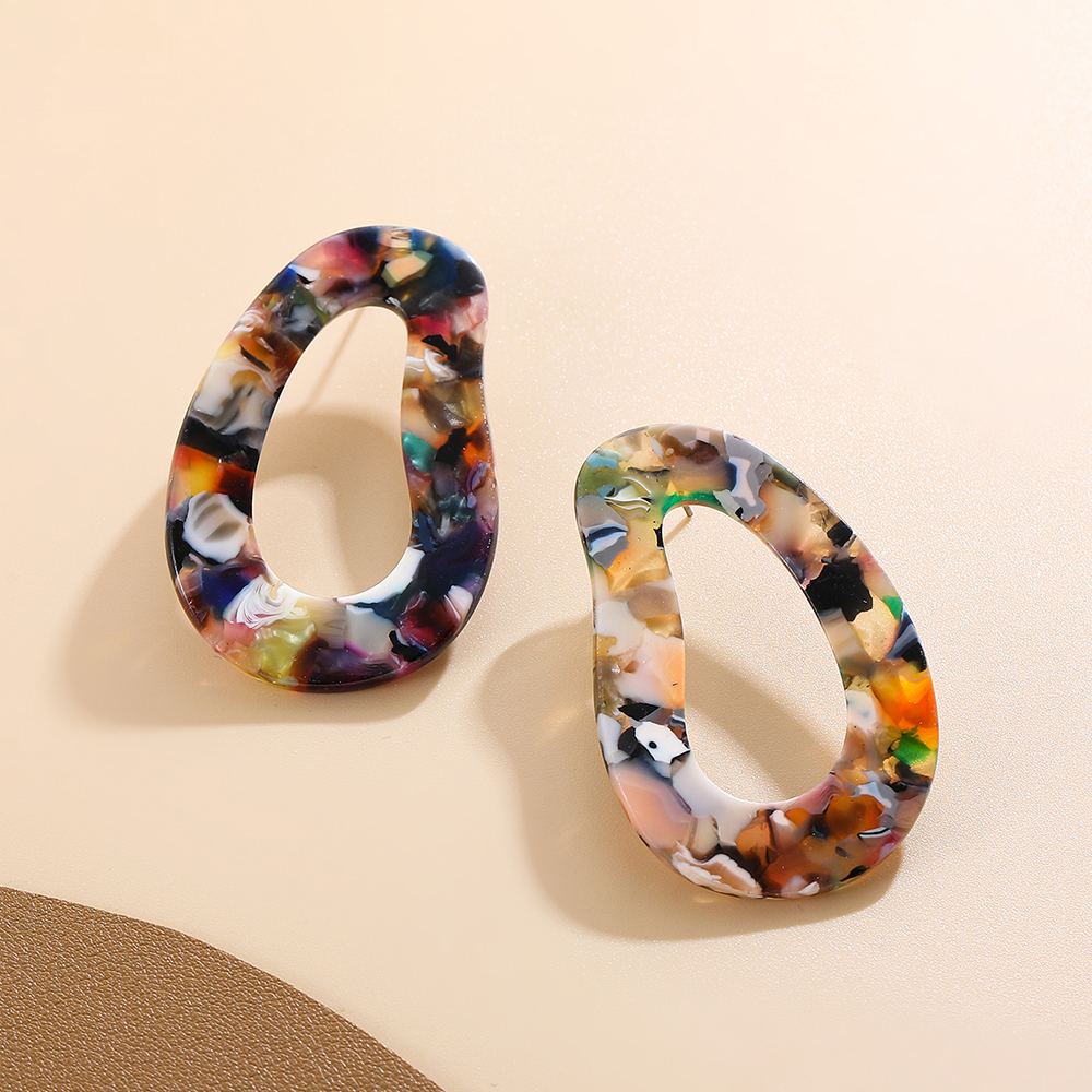 1 Pair Handmade Color Block Printing Arylic Earrings display picture 9