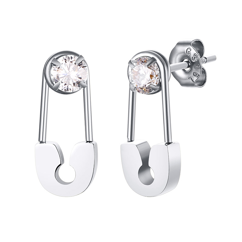 1 Pair Simple Style Solid Color Plating Inlay 201 Stainless Steel Zircon Gold Plated Earrings display picture 4