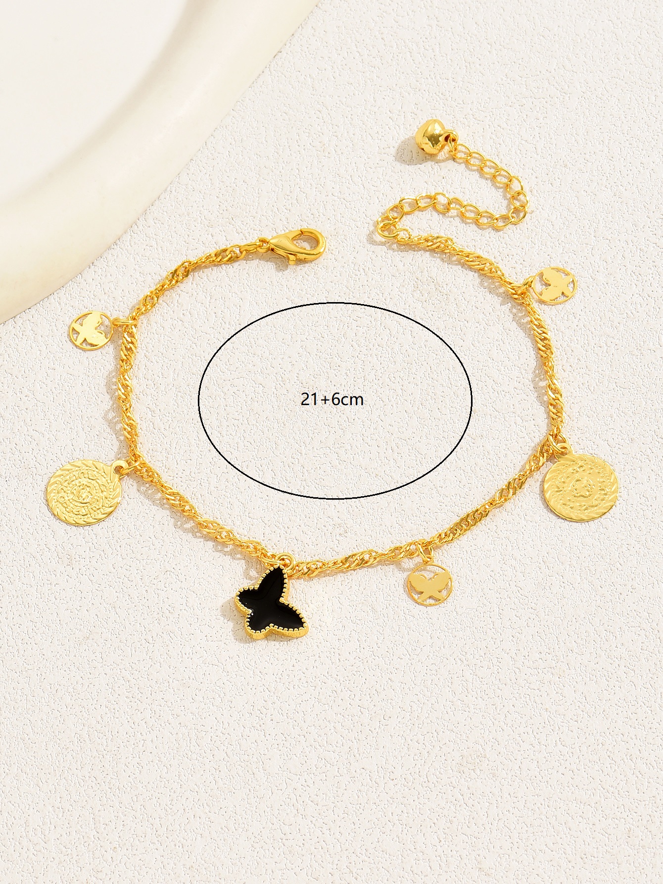 Simple Style Leaves Coin Butterfly 18k Gold Plated Copper Wholesale Anklet display picture 7