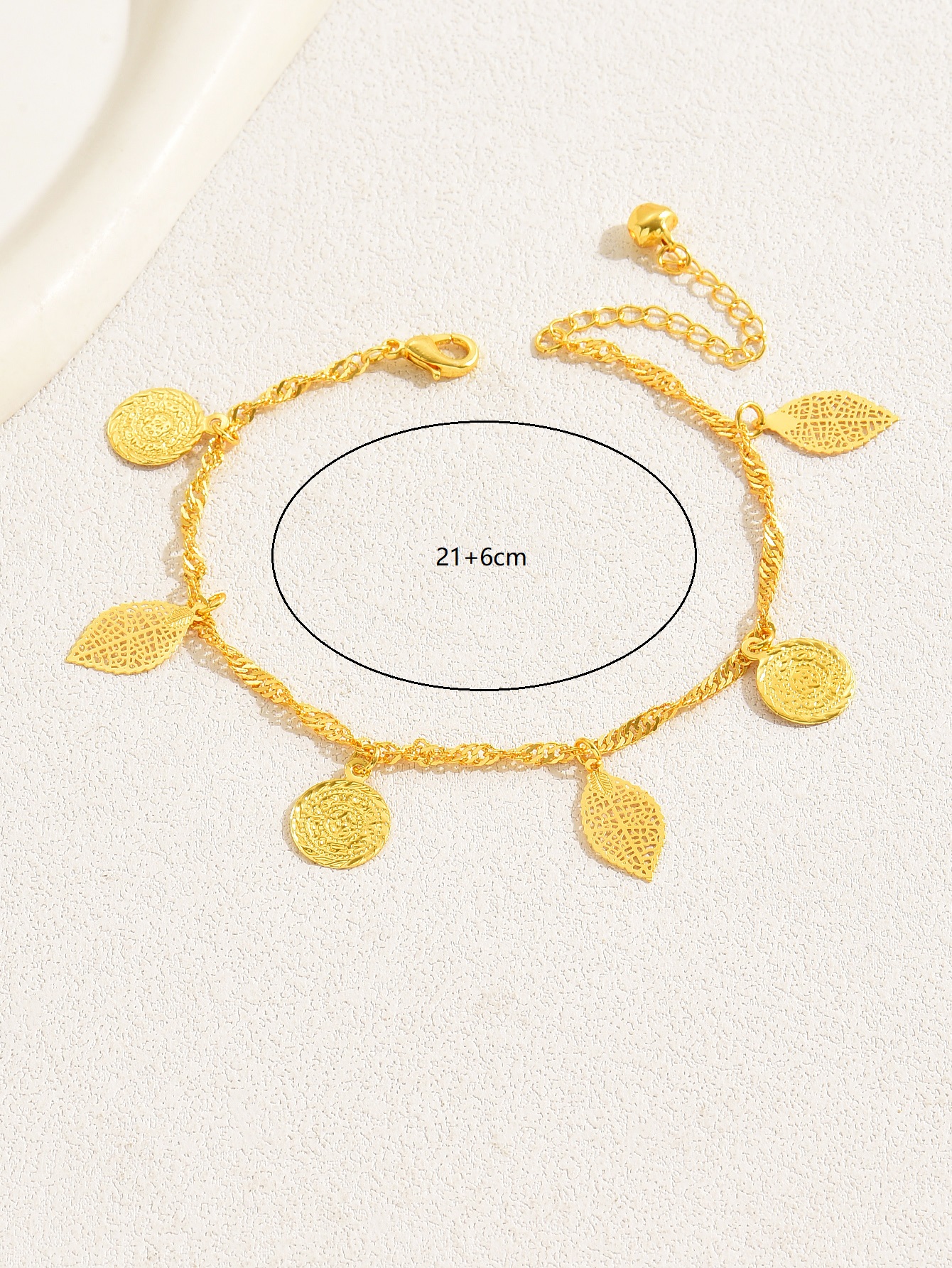 Simple Style Leaves Coin Butterfly 18k Gold Plated Copper Wholesale Anklet display picture 17