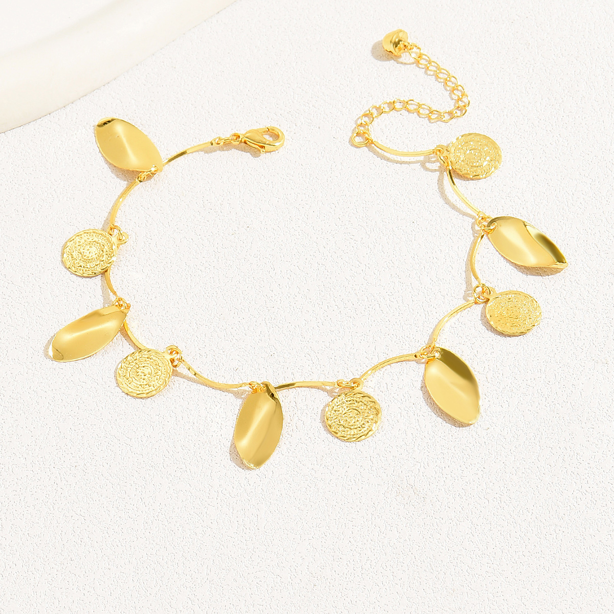 Simple Style Leaves Coin Butterfly 18k Gold Plated Copper Wholesale Anklet display picture 15