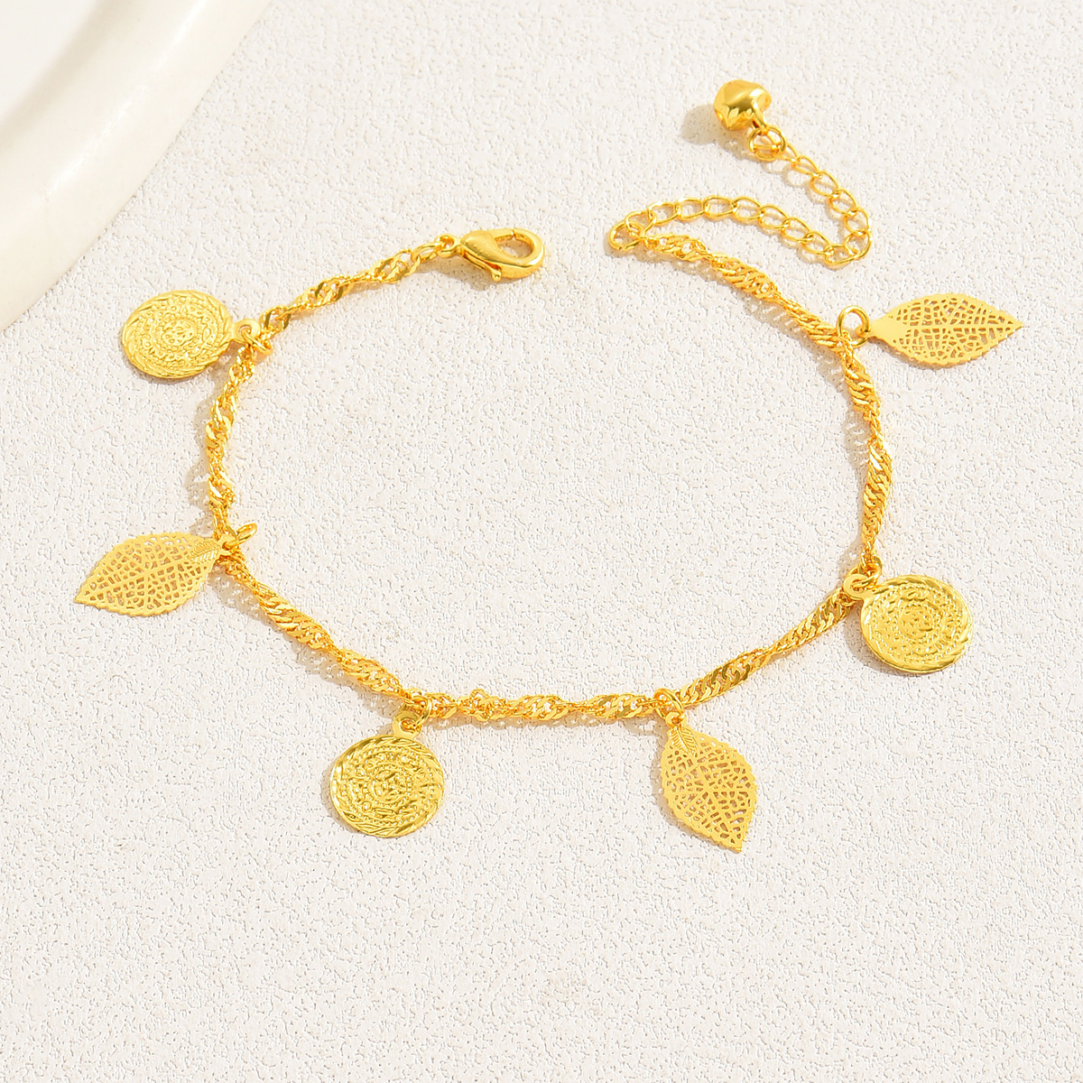 Simple Style Leaves Coin Butterfly 18k Gold Plated Copper Wholesale Anklet display picture 20