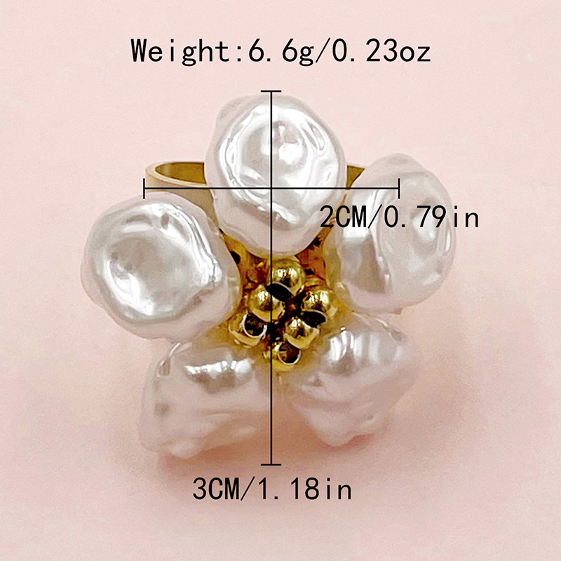 Ig Style Vintage Style Flower Stainless Steel Plating Inlay Shell Gold Plated Open Rings display picture 3