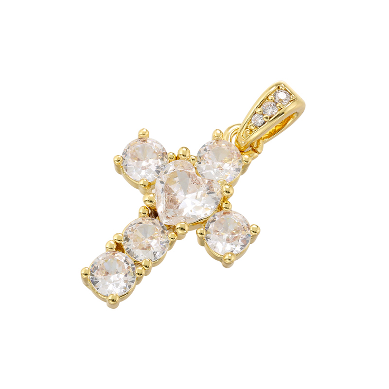 Luxurious Cool Style Cross Copper Inlay Zircon 18k Gold Plated Charms display picture 5