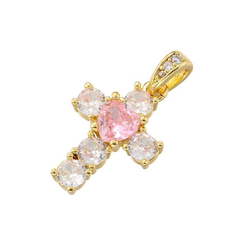 Luxurious Cool Style Cross Copper Inlay Zircon 18k Gold Plated Charms display picture 8