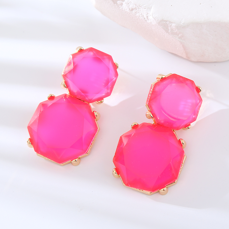 1 Pair Simple Style Round Inlay Resin Resin Drop Earrings display picture 6