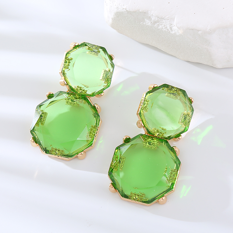 1 Pair Simple Style Round Inlay Resin Resin Drop Earrings display picture 7